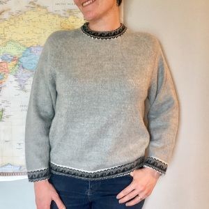 Vintage Alpaca Wool Sweater with Peruvian Detail